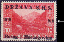 YUGOSLAVIA - SHS BOSNIA - ERROR OVPT. " .918 " - Mi. 3 - *MLH - 1919 - Otros & Sin Clasificación