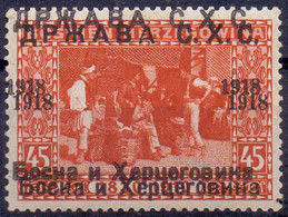 YUGOSLAVIA - SHS BOSNIA - ERROR  DOUBLE  OVPT.  - Mi. 8 - **MNH - 1919 - Autres & Non Classés