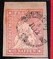 94986aF - SWITZERLAND - STAMP - ZM  # 24b Green Thread / Medium Paper - Very Fine USED - Gebraucht