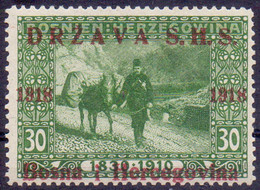 YUGOSLAVIA - SHS BOSNIA - ERROR RED  OVPT.  ESSAY - Mi. 6 - **MNH - 1919 - Otros & Sin Clasificación