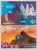 Gibraltar 50p Coin 2019 Island Games  'Diamond Finish' Laminated Pack - Gibraltar