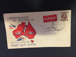 (FF 33) Australia FDC (2 Covers) Aviation (QANTAS 50th Anniversary) - Eerste Vluchten