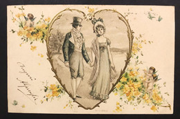 Cartolina Romantic Couple Heart Relief Serie 8100 Viaggiata 1901 Cod.c.800 - Recepties