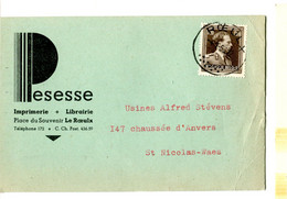 1953 1 Plikart(en) - Postkaart(en) - Zie Zegels, Stempels En Hoofding PESESSE Le Roeulx - Imprimerie  Librairie - Otros