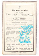 DP Dominicus Vrancx ° Bever Biévène 1819 † 1891 X Joséphine Sermeus - Devotieprenten
