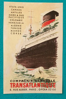 Ancienne Affichette Cartonnée Compagnie Générale Transatlantique - A. Laprée D'après A. Brenet - Publicités