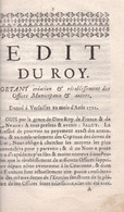 C 0 /2) Février 1710  Edit Du ROY  Voir Présentation Ci-dessous - Décrets & Lois