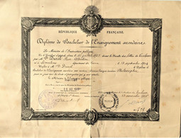 FRANCE DIPLOME DE BACHELIER  TOULOUSE 1926 MINISTRE EDOUARD HERRIOT - Diplômes & Bulletins Scolaires