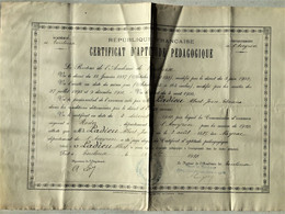 FRANCE CERTIFICAT D'APTITUDE PEDAGOGIQUE TOULOUSE 1910 - Diplomi E Pagelle