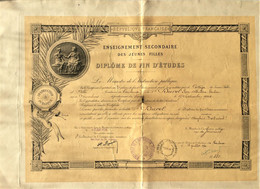 FRANCE DIPLOME DE FIN D'ETUDES ENSEIGNEMENT SECONDAIRE JEUNES FILLES ALBI 1924 - Diplômes & Bulletins Scolaires