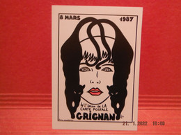 Cpm Signee Jacques Lardie  4eme Salon De LA CP De GRIGNAN 1987 Femme - CHAT-tirage Limite Cp De Presse - Bourses & Salons De Collections
