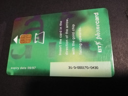 GREAT BRETAGNE  CHIPCARDS / TEST CARD 5 POUND    EXPIRY DATE 09/97   PERFECT  CONDITION     **4596** - BT Allgemeine