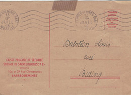 Dienst Sarreguemines Gare Moselle 1948 Karte > Biding - Caisse Primaire De Securité Sociales - Rechnung - Lettres & Documents