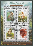 World In Stamps WWF Animals Birds Uganda M/S Of 4 Stamps 2013 - Used Stamps