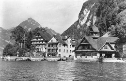 ENNETBÜRGEN → Restaurant Obermatt Mit Anlegestelle Und Bootswerft, Fotokarte Ca.1950 - Ennetbürgen