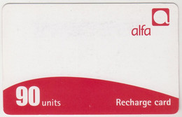 LEBANON - Alfa (white/red), Recharge Card 90 Units(matt Surface), Exp.date 15/03/06, Used - Libano