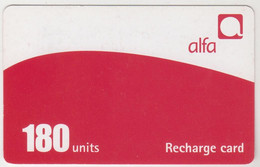 LEBANON - Alfa (white/red), Recharge Card 180 Units(matt Surface), Exp.date 15/03/06, Used - Libano