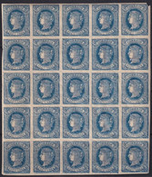 1866-160 CUBA SPAIN ANTILLES 1866 ISABEL II 10c BLOCK 25 GOMA ORIGINAL - Prefilatelia