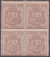 1875-105 CUBA SPAIN ANTILLES 1875 1pta BLOCK 4 NO GUM. - Prephilately