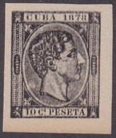 1878-155 CUBA SPAIN ANTILLES 1877 ALFONSO XII 10c FINE IMPERFORATED FORGERY. PARA ESTUDIO. - Prephilately