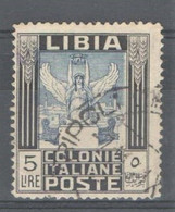 LIBIA 1940 PITTORICA 5 LIRE DENT. 14 USATO - Libyen