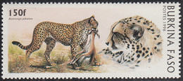 Burkina Faso 1996 MNH Sc #1080 150fr Cheetah With Prey - Burkina Faso (1984-...)