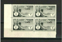 LIBIA 1941 POSTA AEREA 1 LIRA QUARTINA ** MNH - Libye