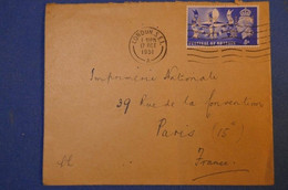 239 GRANDE BRETAGNE LETTRE 1951 DE LONDRES A PARIS R DE LA CONVENTION + TIMBRES PERFORATIONS PERFORATED - Brieven En Documenten