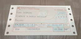 BIGLIETTO DA  ROMA TERMINI A FIRENZE S.M.N 1987 - Europa