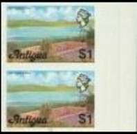 ANTIGUA 1976 Postworks Dam Lake $1 MARG.IMPERF.PAIR (no Imprint) - Other & Unclassified