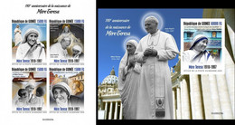 Guinea 2020, Mother Teresa, Pope J, Paul II, 4val In BF +BF IMPERFORATED - Mère Teresa