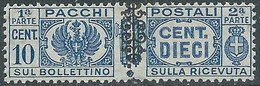 1945 LUOGOTENENZA PACCHI POSTALI 10 CENT MNH ** - CZ19-6 - Paketmarken