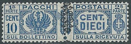 1945 LUOGOTENENZA PACCHI POSTALI 10 CENT MNH ** - CZ19-7 - Postal Parcels