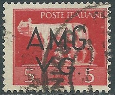 1945-47 TRIESTE AMG VG USATO LUPA 5 LIRE - RB18-5 - Usados