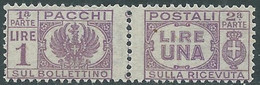 1946 LUOGOTENENZA PACCHI POSTALI 1 LIRA MNH ** - CZ22-5 - Pacchi Postali