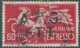 1947-48 TRIESTE A USATO ESPRESSO 60 LIRE VARIETà SOPRASTAMPA - DIFETTOSO CZ34-6 - Posta Espresso