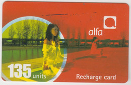 LEBANON - Girl, Alfa Recharge Card 135 Units(matt Surface), Exp.date 17/02/07, Used - Libano