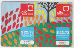 LEBANON - Autumn (Half Size X2) , Alfa Recharge Card 22.073$, Exp.date 30/07/16, Used - Lebanon