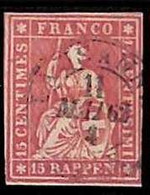 94985cH - SWITZERLAND - STAMP - ZM  # 24B Green Thread Medium - Fine USED - LUX - Gebraucht