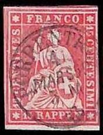 94985cI - SWITZERLAND - STAMP - ZM  # 24B Green Thread Medium - Fine USED - LUX - Gebraucht