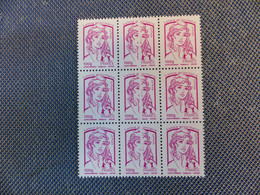 100gr Fuchsia , 3 Ex. Impression A  SEC Sur 1 Mm , Dans Un BLOC DE 9 ,   TB - Unused Stamps