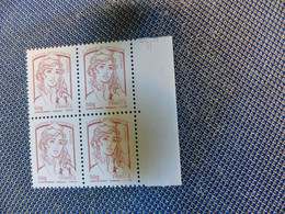 Timbre Variété Bloc De 4 Marianne CIAPPA 50 Gr Impression Défectueuse - Unused Stamps
