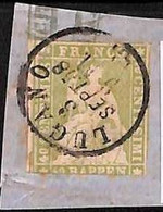 94997e - SWITZERLAND - STAMP - ZM  #  26Aa   USED On CUTOUT Nice Postmark 1858 - Gebraucht