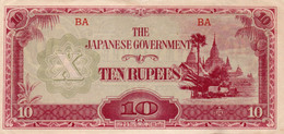 MYANMAR-BURMA -10 RUPEES 1942 THE JAPANESE GOVERNMENT  P-16a  AUNC - Myanmar