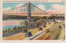 New York City - George Washington Bridge - Cars - Stamp Postmark 1974 - By Manhattan Post Card Pub. - 2 Scans - Brücken Und Tunnel