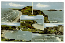 Ref 1454 - 967 Multiview Postcard - Rhossili Gower Glamorgan Wales - Glamorgan