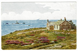 Ref 1454 - 1954 J. Salmon ARQ A.R. Quinton Postcard - Longships Lighthouse & First & Last House Cornwall - Land's End