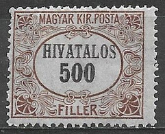 Hungary 1921. Scott #O7 (M) Official Stamp - Oficiales