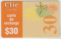 LEBANON - Dancer, Clic De Cellis Recharge Card 30$, Exp.date 31/12/99, Used - Libano