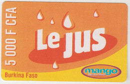 BURKINA FASO - Le Jus, Mango Prepaid Card 5000 F CFA, Exp.date 05/09/04, Used - Burkina Faso